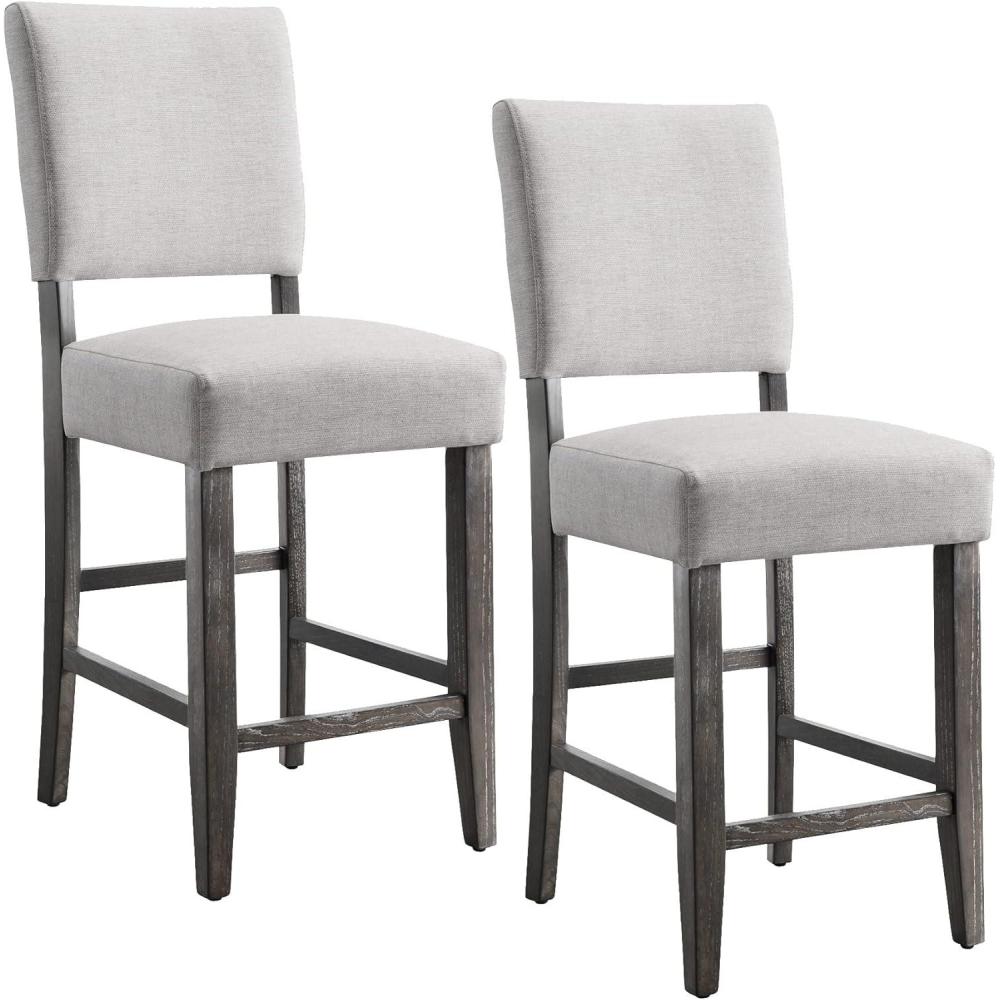 image:imageLeick Home Double Crossback Upholstered Counter Stool with Backrest for Kitchen or Dining Area Gray and Moss Green 2 Pack 10084GSMHHeather Gray