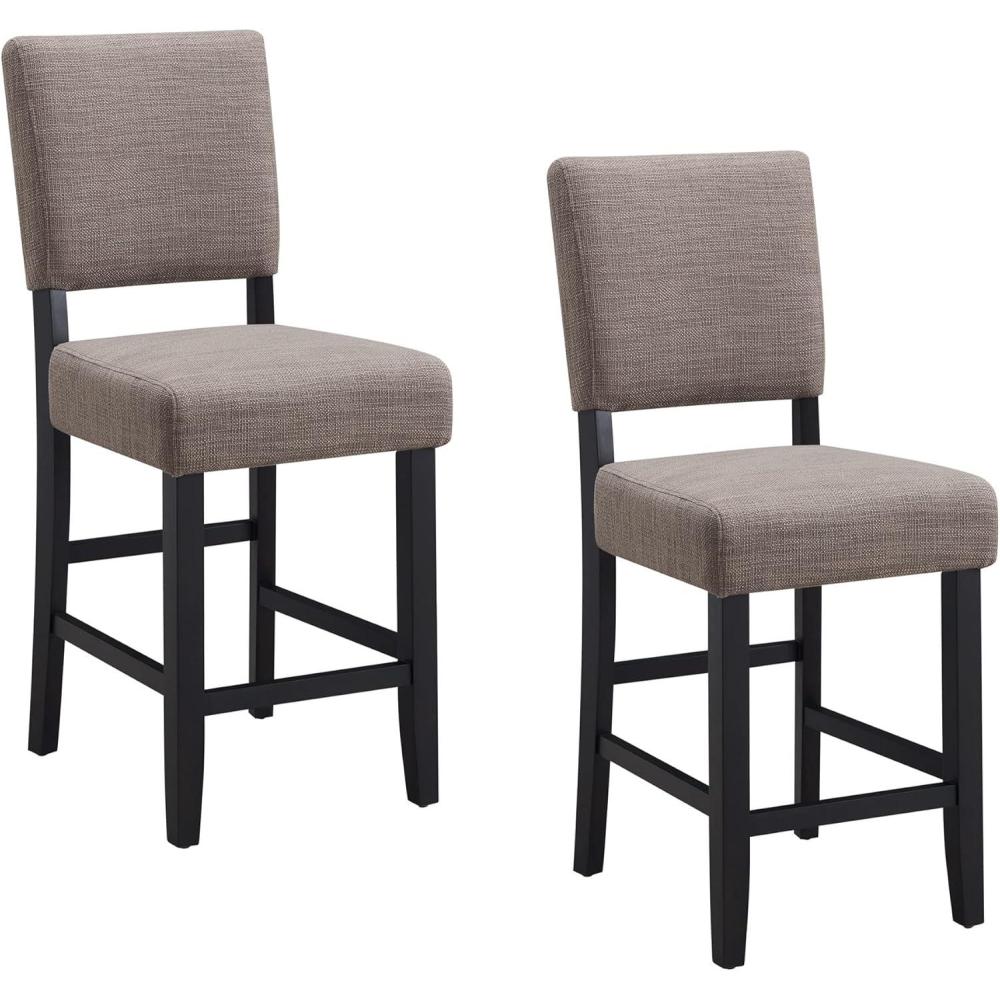 image:imageLeick Home Double Crossback Upholstered Counter Stool with Backrest for Kitchen or Dining Area Gray and Moss Green 2 Pack 10084GSMHLinen