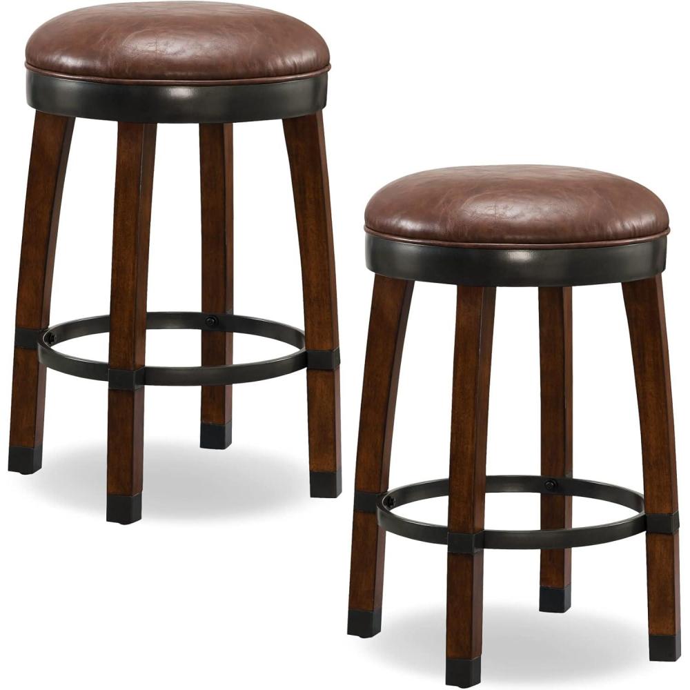 image:imageLeick Home Double Crossback Upholstered Counter Stool with Backrest for Kitchen or Dining Area Gray and Moss Green 2 Pack 10084GSMHSable