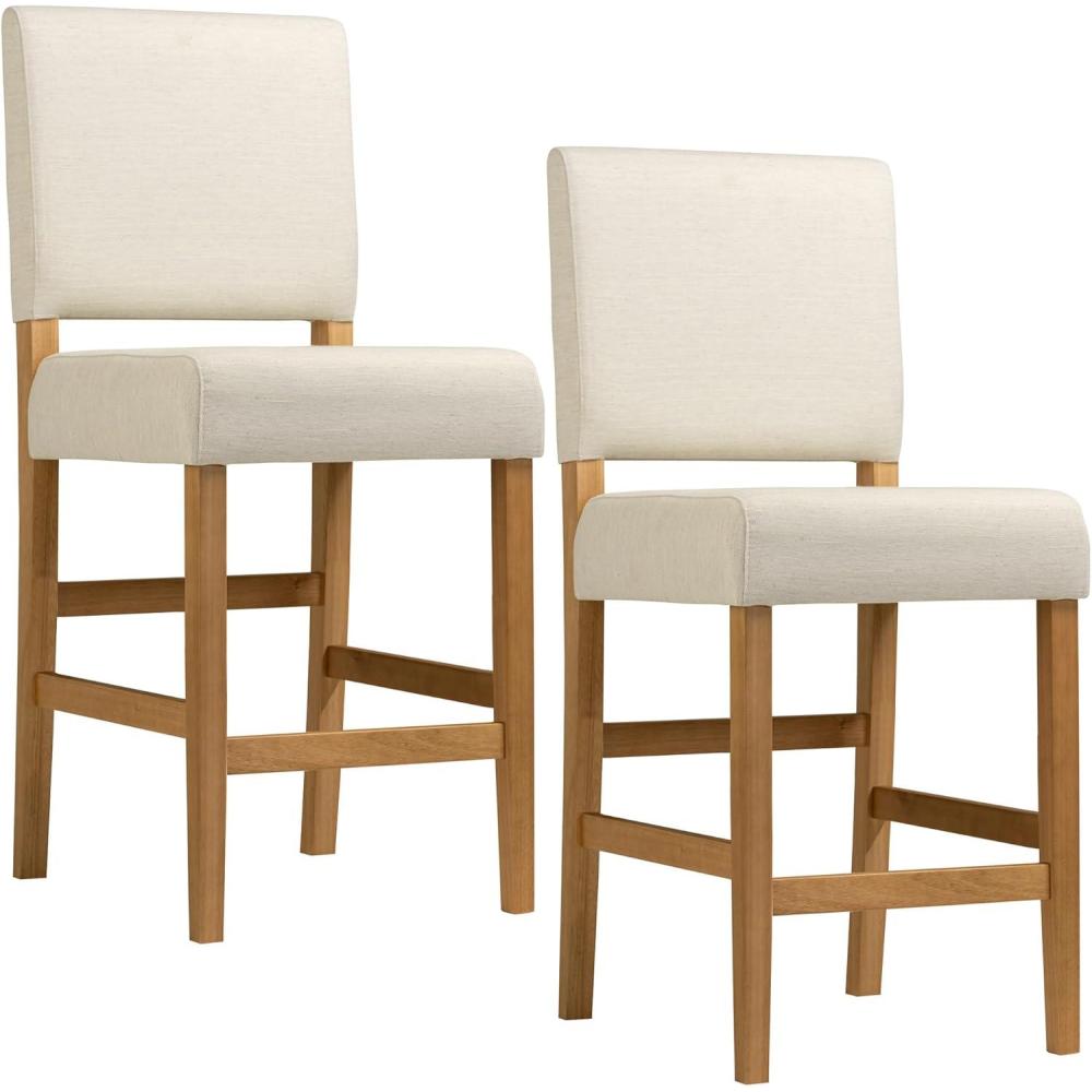 image:imageLeick Home Double Crossback Upholstered Counter Stool with Backrest for Kitchen or Dining Area Gray and Moss Green 2 Pack 10084GSMHWhite Sands