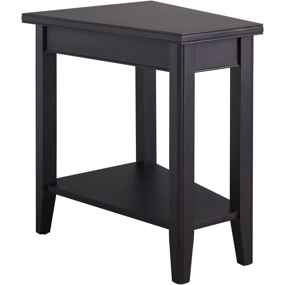 image:imageLeick Home Laurent End Table Solid Wood Wedge Shape with Shelf for Living Room and Small Spaces Gray 10502GRBlack