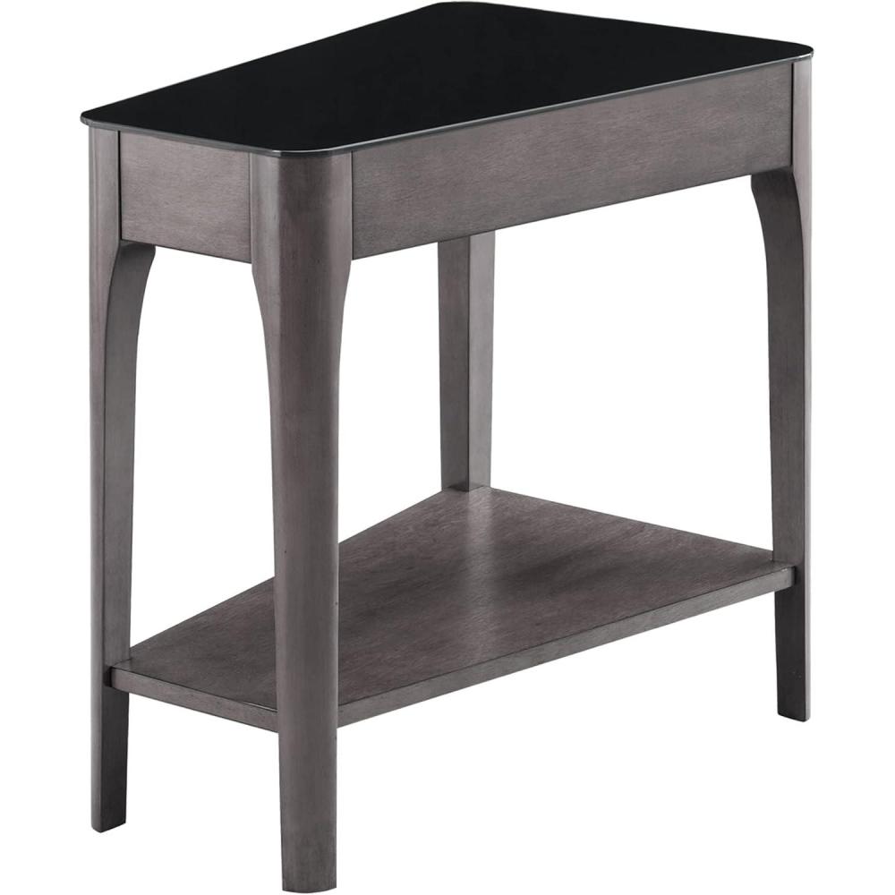 image:imageLeick Home Laurent End Table Solid Wood Wedge Shape with Shelf for Living Room and Small Spaces Gray 10502GRBurnished Smoke Gray