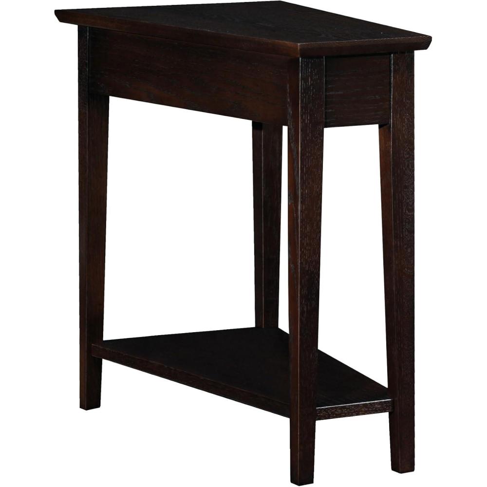 image:imageLeick Home Laurent End Table Solid Wood Wedge Shape with Shelf for Living Room and Small Spaces Gray 10502GRChocolate Oak