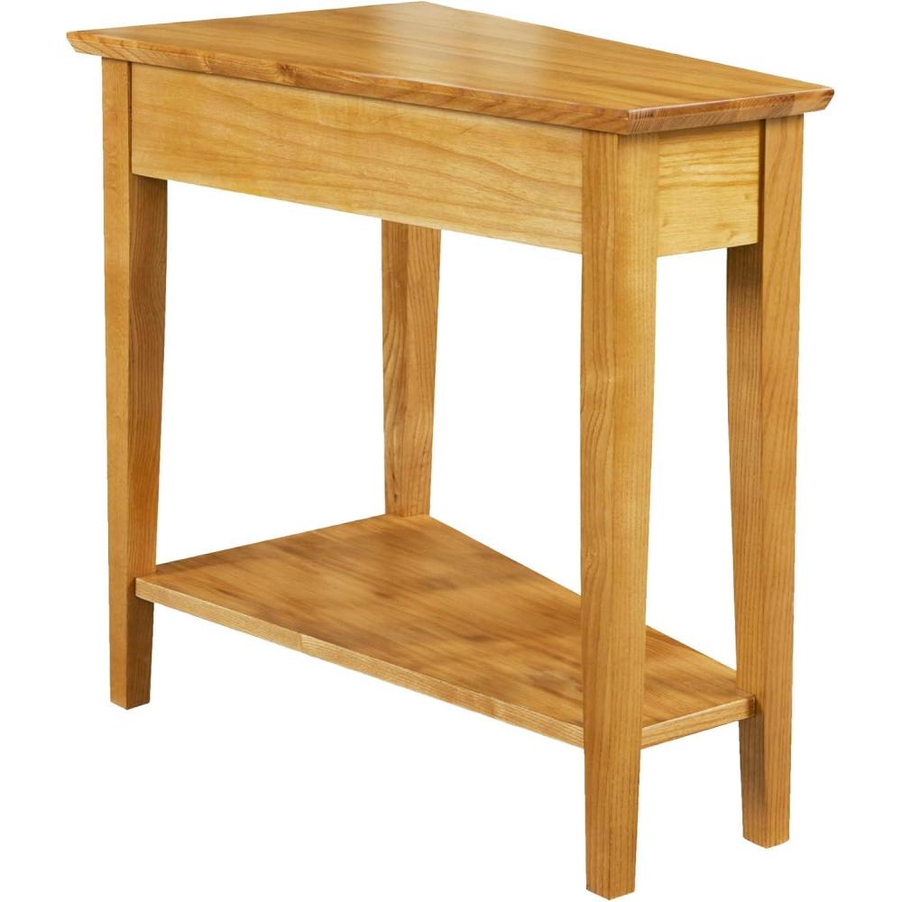 image:imageLeick Home Laurent End Table Solid Wood Wedge Shape with Shelf for Living Room and Small Spaces Gray 10502GRDesert Sands