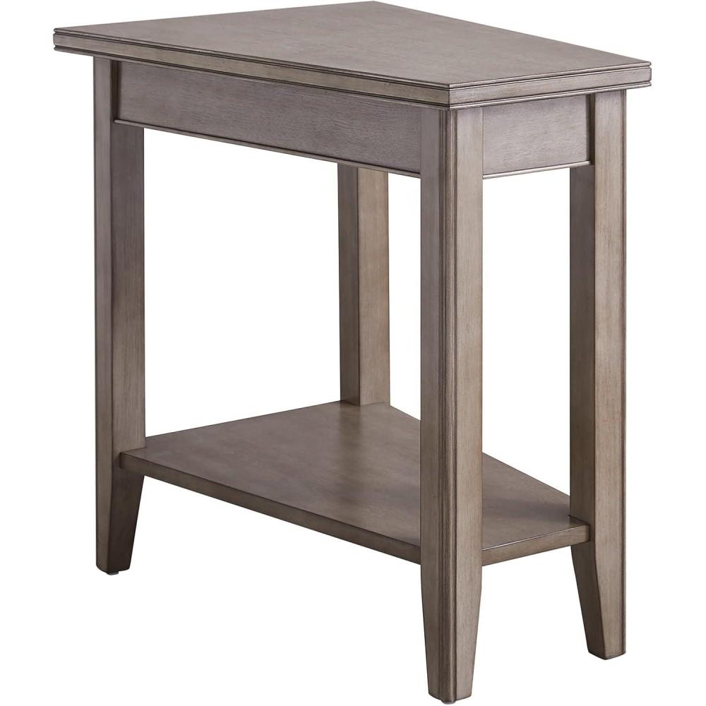 image:imageLeick Home Laurent End Table Solid Wood Wedge Shape with Shelf for Living Room and Small Spaces Gray 10502GRGrey