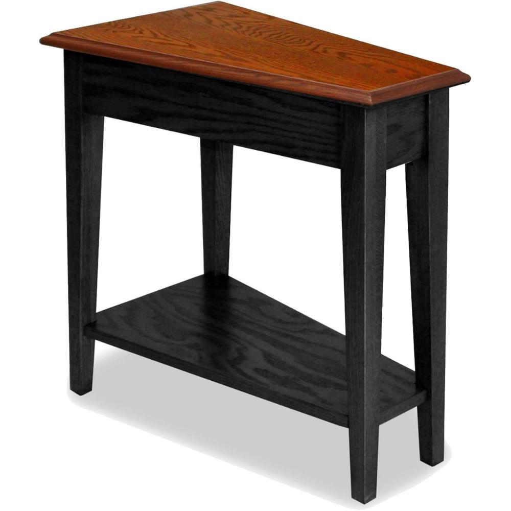 image:imageLeick Home Laurent End Table Solid Wood Wedge Shape with Shelf for Living Room and Small Spaces Gray 10502GRSlate