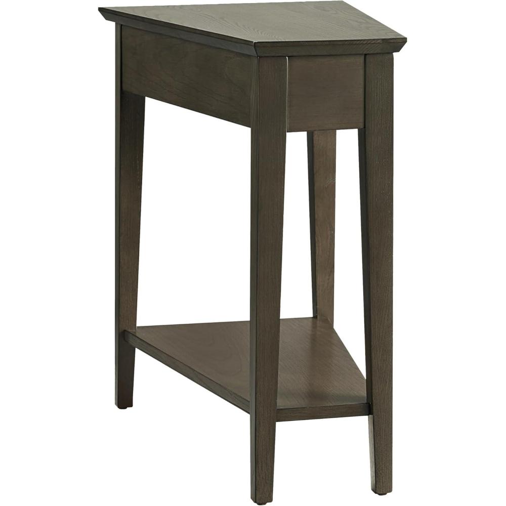 image:imageLeick Home Laurent End Table Solid Wood Wedge Shape with Shelf for Living Room and Small Spaces Gray 10502GRSmoke Gray