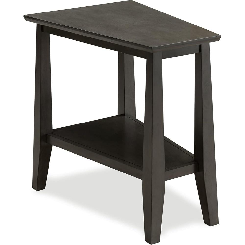 image:imageLeick Home Laurent End Table Solid Wood Wedge Shape with Shelf for Living Room and Small Spaces Gray 10502GRSmokey Gray