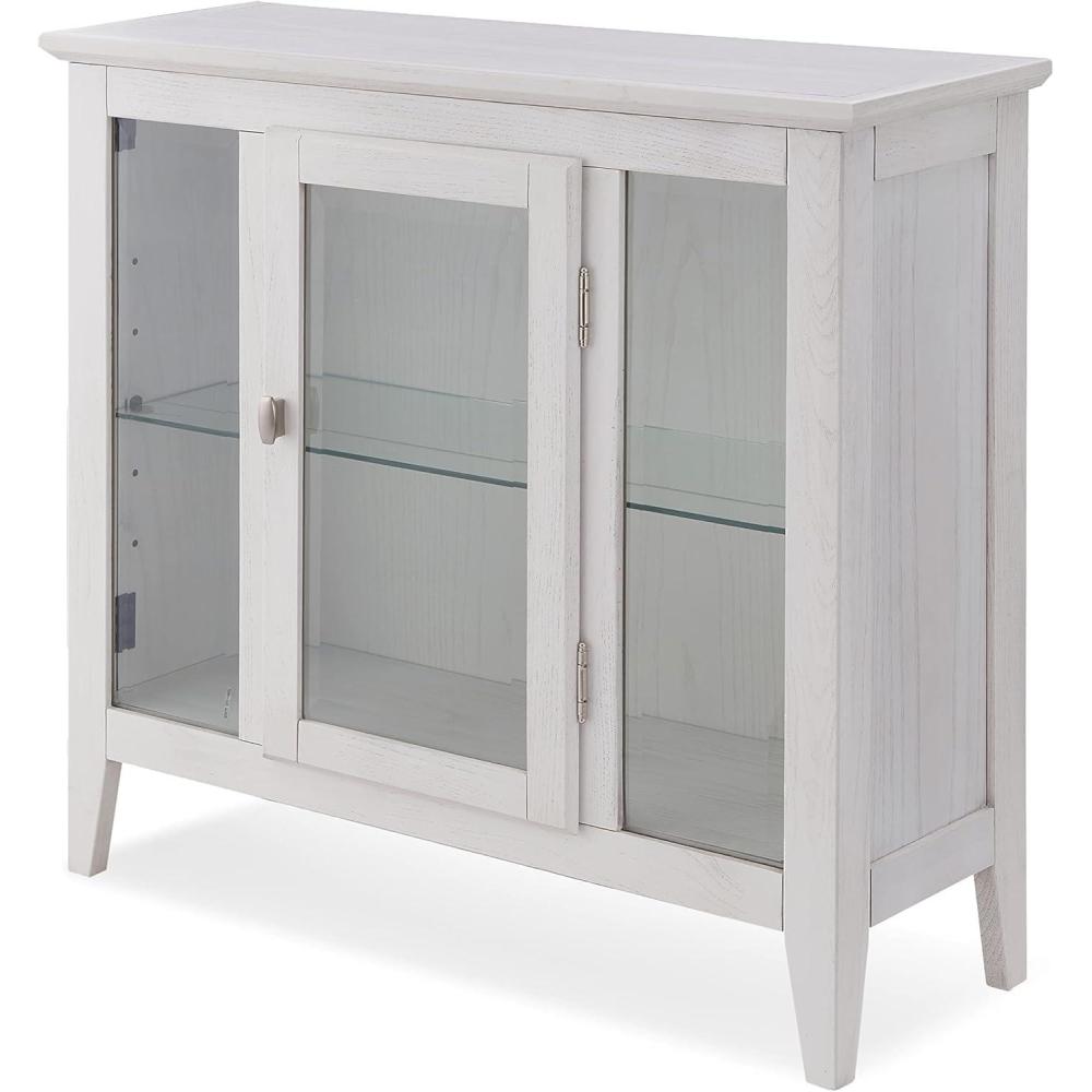 image:imageLeick Home Mission Hall Console Table Solid Wood 2Door Storage with 1 Interior Shelf Slim Profile Easy Assembly Russet Brown 30 in L x 11 in D x 30 in H Small Entryway Cabinet 10001RSWeathered White
