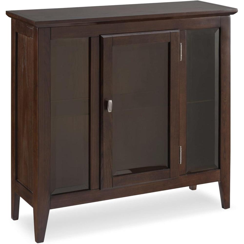 image:imageLeick Home Mission Hall Console Table Solid Wood 2Door Storage with 1 Interior Shelf Slim Profile Easy Assembly Russet Brown 30 in L x 11 in D x 30 in H Small Entryway Cabinet 10001RSChocolate Oak
