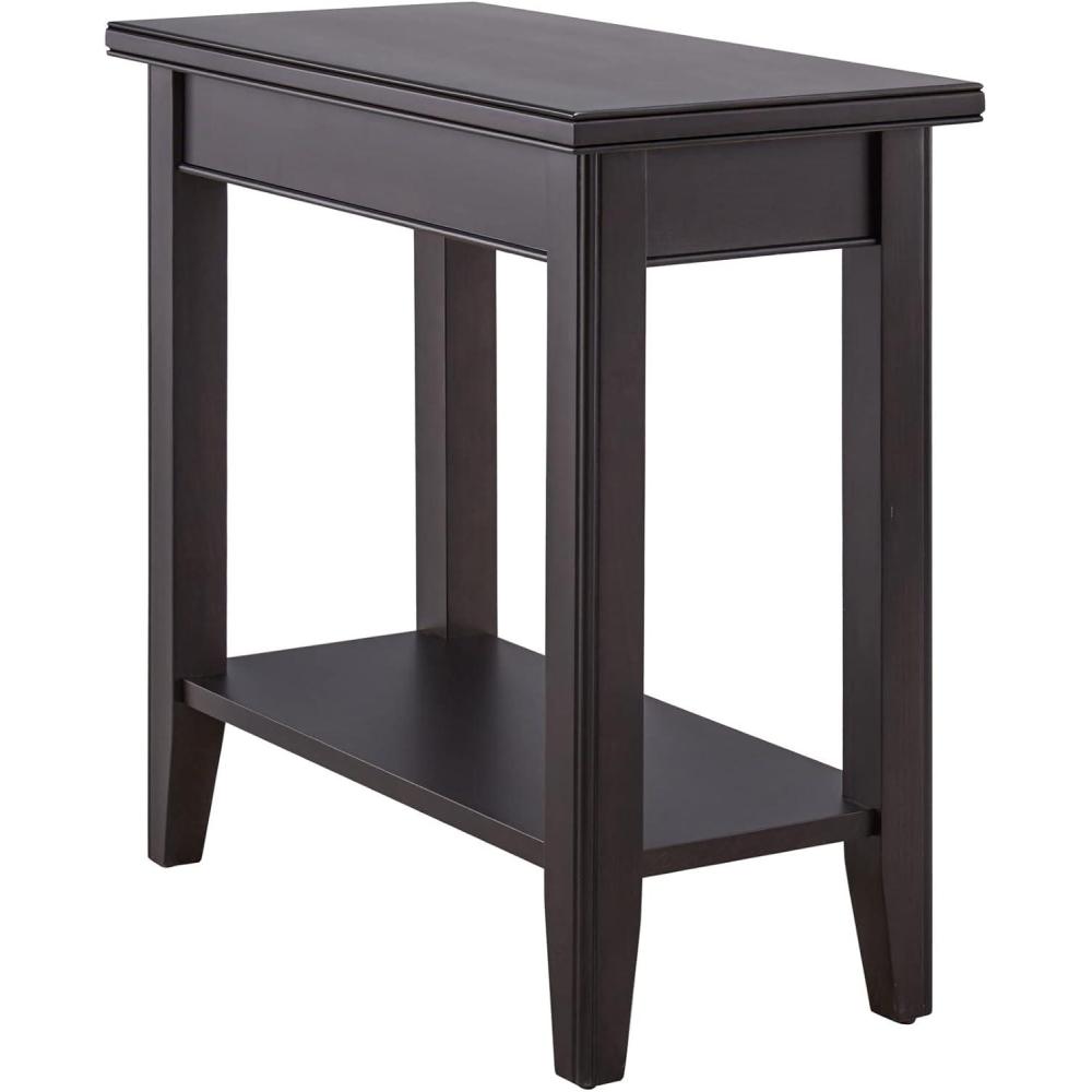 image:imageLeick Home Stratus Chairside End Table Solid Wood with Shelf for Living Rooms and Small Spaces Smoke Gray 22005GRBlack