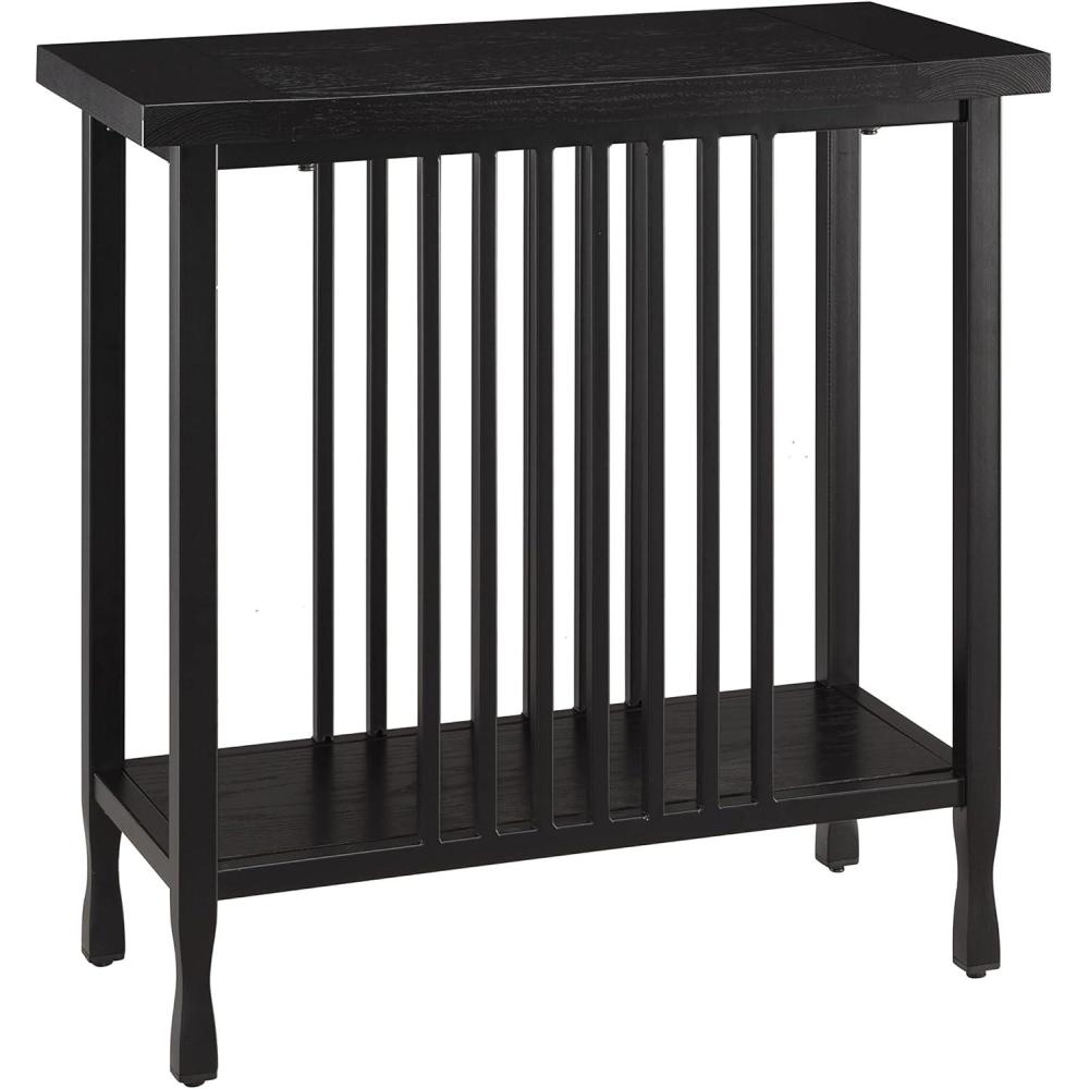 image:imageLeick Home Stratus Chairside End Table Solid Wood with Shelf for Living Rooms and Small Spaces Smoke Gray 22005GRBlack Wash