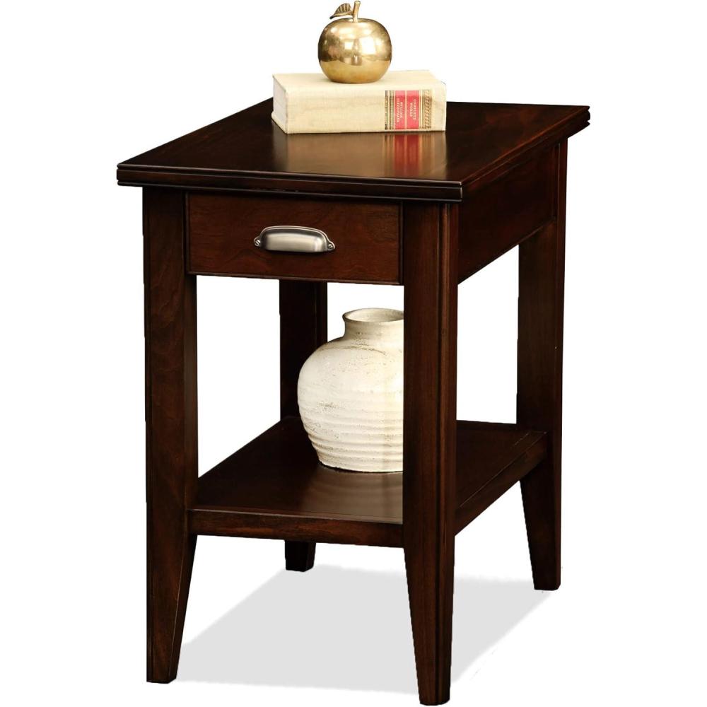 image:imageLeick Home Stratus Chairside End Table Solid Wood with Shelf for Living Rooms and Small Spaces Smoke Gray 22005GRChocolate Cherry