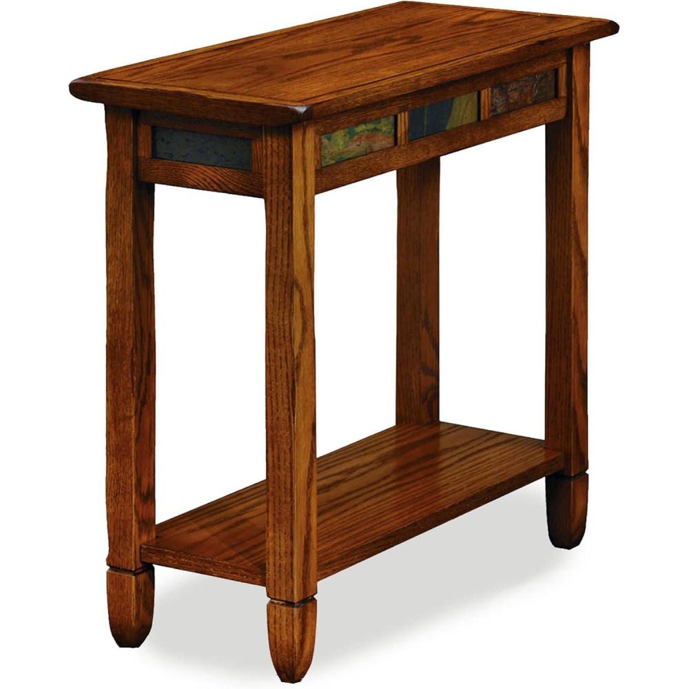 image:imageLeick Home Stratus Chairside End Table Solid Wood with Shelf for Living Rooms and Small Spaces Smoke Gray 22005GRRustic Oak