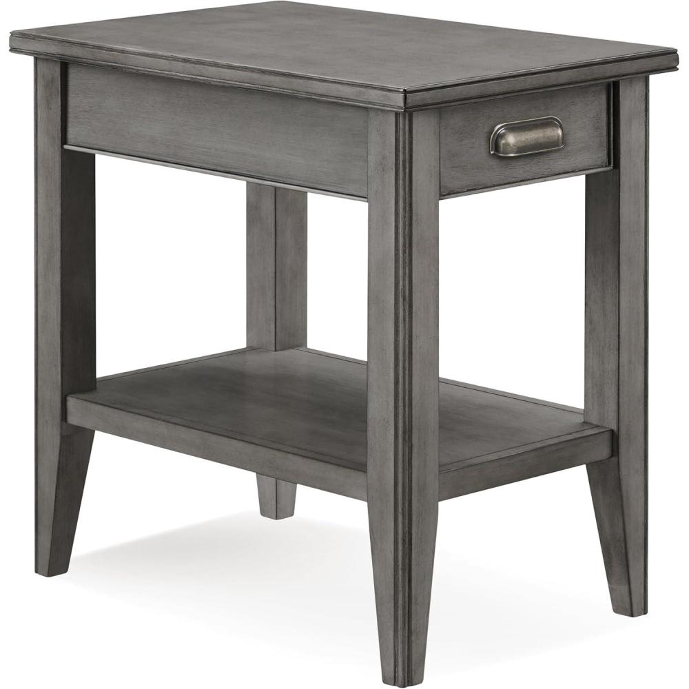 image:imageLeick Home Stratus Chairside End Table Solid Wood with Shelf for Living Rooms and Small Spaces Smoke Gray 22005GRSmoke Gray