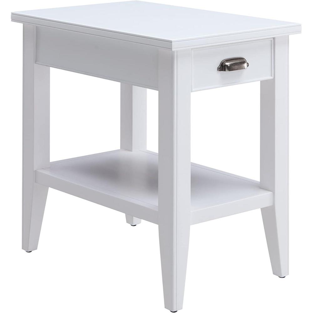 image:imageLeick Home Stratus Chairside End Table Solid Wood with Shelf for Living Rooms and Small Spaces Smoke Gray 22005GRWhite