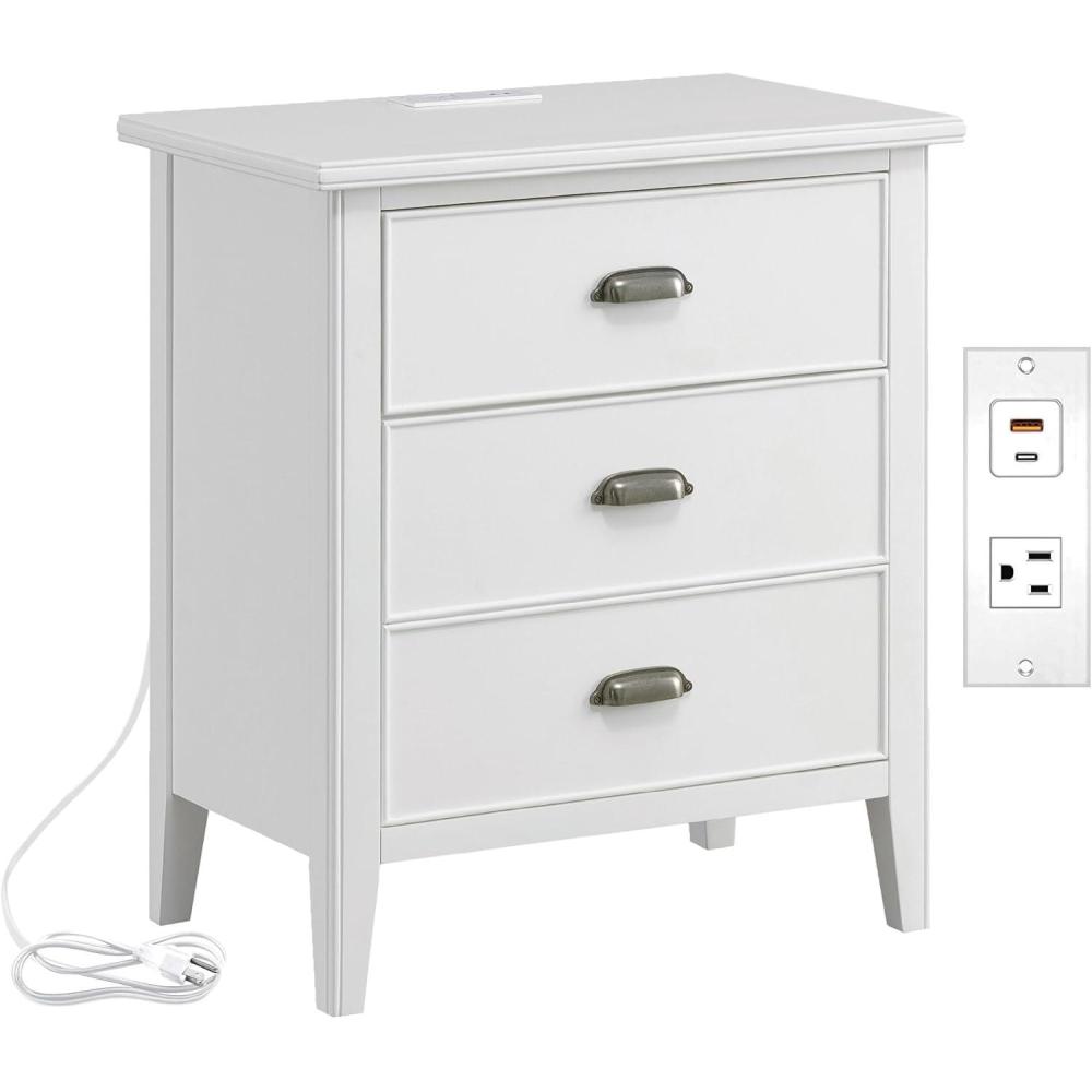 image:imageSalem Solid Wood Nightstand with Drawer and Shelf Medium Oak Brown Perfect for Bedrooms Living Rooms and Small Spaces Leick Home 9067MEDOrchid White