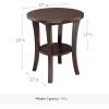 Haven Ridge Solid Wood Oval Side Table with Drawer and Shelf, Medium Oak Brown, Perfect for Living Rooms, Bedrooms, and Small Spaces – Leick Home, 9042-MED(Chocolate Oak)