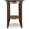 Haven Ridge Solid Wood Oval Side Table with Drawer and Shelf, Medium Oak Brown, Perfect for Living Rooms, Bedrooms, and Small Spaces – Leick Home, 9042-MED(Chocolate Oak / Glass)
