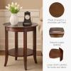 Haven Ridge Solid Wood Oval Side Table with Drawer and Shelf, Medium Oak Brown, Perfect for Living Rooms, Bedrooms, and Small Spaces – Leick Home, 9042-MED(Chocolate Oak / Glass)