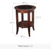 Haven Ridge Solid Wood Oval Side Table with Drawer and Shelf, Medium Oak Brown, Perfect for Living Rooms, Bedrooms, and Small Spaces – Leick Home, 9042-MED(Chocolate Oak / Glass)