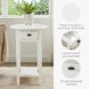 Haven Ridge Solid Wood Oval Side Table with Drawer and Shelf, Medium Oak Brown, Perfect for Living Rooms, Bedrooms, and Small Spaces – Leick Home, 9042-MED(Farmhouse White)