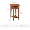 Haven Ridge Solid Wood Oval Side Table with Drawer and Shelf, Medium Oak Brown, Perfect for Living Rooms, Bedrooms, and Small Spaces – Leick Home, 9042-MED(Medium Oak)