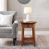 Haven Ridge Solid Wood Oval Side Table with Drawer and Shelf, Medium Oak Brown, Perfect for Living Rooms, Bedrooms, and Small Spaces – Leick Home, 9042-MED(Russet)