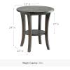 Haven Ridge Solid Wood Oval Side Table with Drawer and Shelf, Medium Oak Brown, Perfect for Living Rooms, Bedrooms, and Small Spaces – Leick Home, 9042-MED(Rustic Gray)