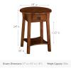 Haven Ridge Solid Wood Oval Side Table with Drawer and Shelf, Medium Oak Brown, Perfect for Living Rooms, Bedrooms, and Small Spaces – Leick Home, 9042-MED(Russet)