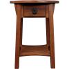 Haven Ridge Solid Wood Oval Side Table with Drawer and Shelf, Medium Oak Brown, Perfect for Living Rooms, Bedrooms, and Small Spaces – Leick Home, 9042-MED(Russet)