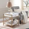 Haven Ridge Solid Wood Oval Side Table with Drawer and Shelf, Medium Oak Brown, Perfect for Living Rooms, Bedrooms, and Small Spaces – Leick Home, 9042-MED(White)