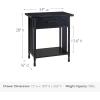 Leick Home 10082-WA Two Drawer Mirrored Diamond Filigree X Base Nightstand Side Table, Walnut(Black Wash)
