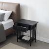 Leick Home 10082-WA Two Drawer Mirrored Diamond Filigree X Base Nightstand Side Table, Walnut(Black Wash)