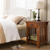 Leick Home 10082-WA Two Drawer Mirrored Diamond Filigree X Base Nightstand Side Table, Walnut(Medium Oak / Blackened)
