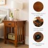 Leick Home 10082-WA Two Drawer Mirrored Diamond Filigree X Base Nightstand Side Table, Walnut(Medium Oak / Blackened)