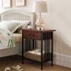 Leick Home 10082-WA Two Drawer Mirrored Diamond Filigree X Base Nightstand Side Table, Walnut(Mission Oak)