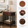 Leick Home 10082-WA Two Drawer Mirrored Diamond Filigree X Base Nightstand Side Table, Walnut(Mission Oak)