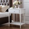 Leick Home 10082-WA Two Drawer Mirrored Diamond Filigree X Base Nightstand Side Table, Walnut(Orchid White)