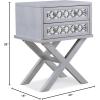 Leick Home 10082-WA Two Drawer Mirrored Diamond Filigree X Base Nightstand Side Table, Walnut(Silver Leaf)