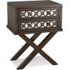 Leick Home 10082-WA Two Drawer Mirrored Diamond Filigree X Base Nightstand Side Table, Walnut(Walnut)