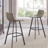 Leick Home 10087-BBHG Upholstered Back Bar Height Stool with Wood Base, Set of 2, for Elevated Kitchen Counters, High Top Tables, and Bars, Blackbean and Heather Gray(Dapple Gray)