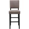 Leick Home 10087-BBHG Upholstered Back Bar Height Stool with Wood Base, Set of 2, for Elevated Kitchen Counters, High Top Tables, and Bars, Blackbean and Heather Gray(Gray Linen / Black)