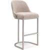 Leick Home 10087-BBHG Upholstered Back Bar Height Stool with Wood Base, Set of 2, for Elevated Kitchen Counters, High Top Tables, and Bars, Blackbean and Heather Gray(Oatmeal Linen)