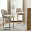 Leick Home 10087-BBHG Upholstered Back Bar Height Stool with Wood Base, Set of 2, for Elevated Kitchen Counters, High Top Tables, and Bars, Blackbean and Heather Gray(Oatmeal Linen)