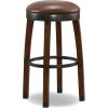 Leick Home 10087-BBHG Upholstered Back Bar Height Stool with Wood Base, Set of 2, for Elevated Kitchen Counters, High Top Tables, and Bars, Blackbean and Heather Gray(Sable)