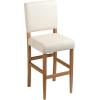 Leick Home 10087-BBHG Upholstered Back Bar Height Stool with Wood Base, Set of 2, for Elevated Kitchen Counters, High Top Tables, and Bars, Blackbean and Heather Gray(White Sands)