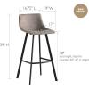 Leick Home 10087-BBHG Upholstered Back Bar Height Stool with Wood Base, Set of 2, for Elevated Kitchen Counters, High Top Tables, and Bars, Blackbean and Heather Gray(Dapple Gray)