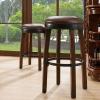Leick Home 10087-BBHG Upholstered Back Bar Height Stool with Wood Base, Set of 2, for Elevated Kitchen Counters, High Top Tables, and Bars, Blackbean and Heather Gray(Sable)