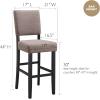 Leick Home 10087-BBHG Upholstered Back Bar Height Stool with Wood Base, Set of 2, for Elevated Kitchen Counters, High Top Tables, and Bars, Blackbean and Heather Gray(Gray Linen / Black)